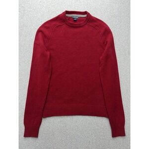 Lands' End Sweater Mens Small Red Lambswool Crewneck Raglan Knit Pullover Winter